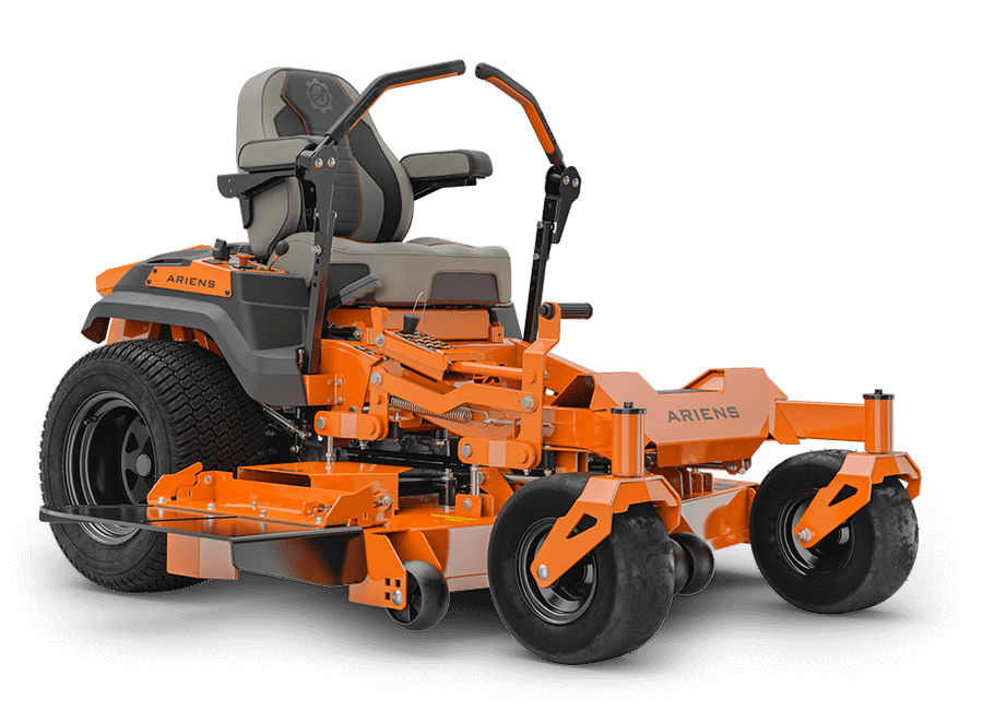 Orange Ariens zero-turn lawn mower on a transparent background