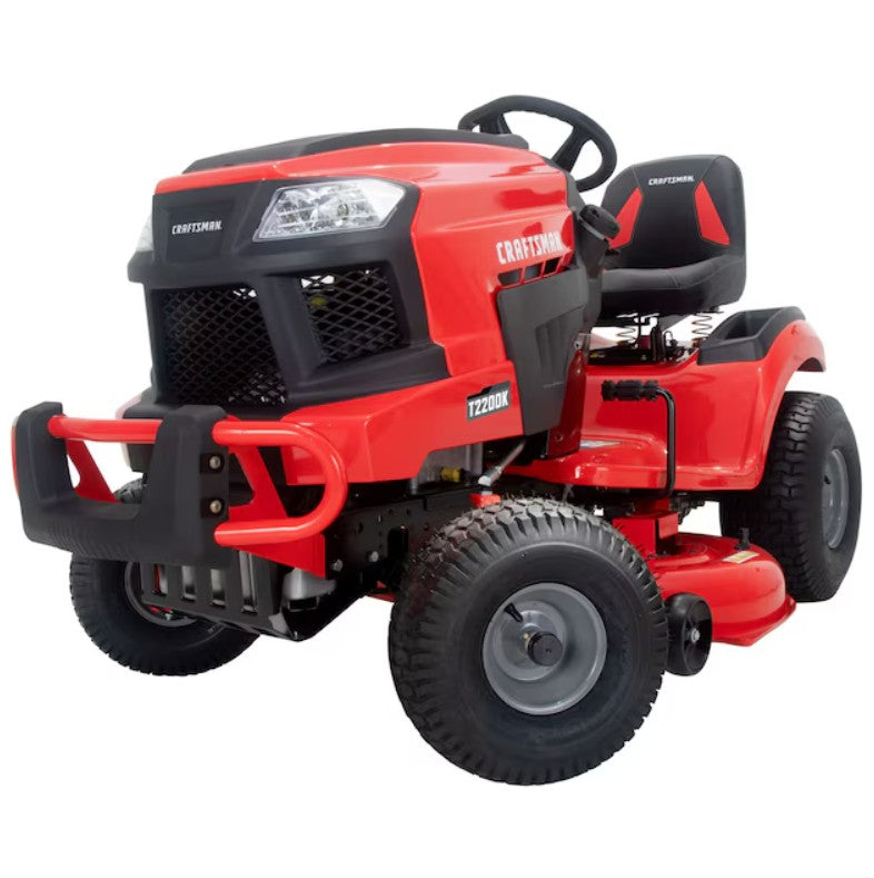 Red riding lawn mower on a white background

