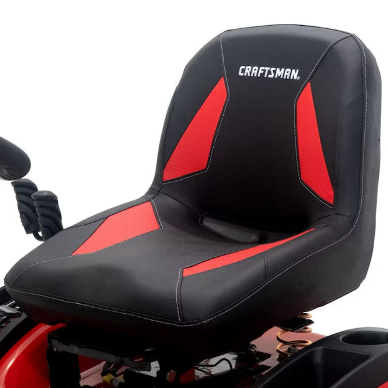 Black and red seat with 'Craftsman' branding on a white background

