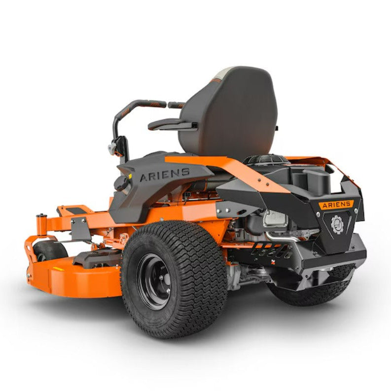 Orange and black Ariens lawn mower on a white background
